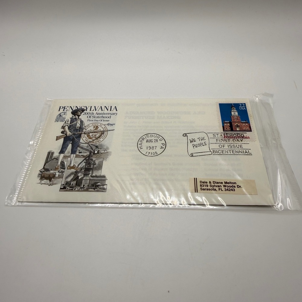 1987 Pennsylvania 200th Anniversary Statehood First Day of Issue FDC Envelope